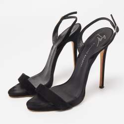 Pre Owned Giuseppe Zanotti Black Suede Sophie Slingback Sandals Size 38
