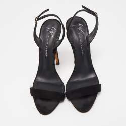 Pre Owned Giuseppe Zanotti Black Suede Sophie Slingback Sandals Size 38