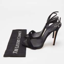 Pre Owned Giuseppe Zanotti Black Suede Sophie Slingback Sandals Size 38