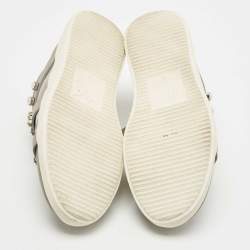 Pre Owned Giuseppe Zanotti Grey Suede Leather Crystal Embellihsed Low Top Sneakers Size 39