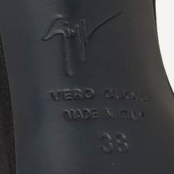 Pre Owned Giuseppe Zanotti Black Suede Crystal Embellished Ankle Strap Sandals Size 38