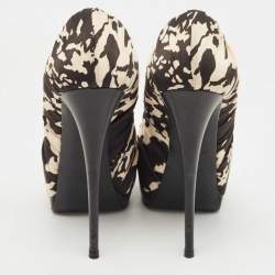 Giuseppe Zanotti Two Tone Printed Satin Peep Toe Platform Pumps Size 39
