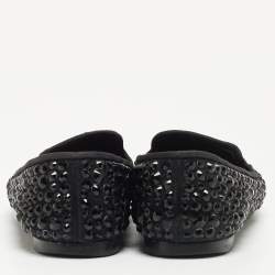 Giuseppe Zanotti Black Satin Crystal Studded Dalila Smoking Slipper Size 36