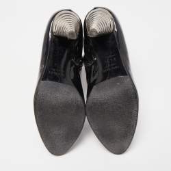 Giuseppe Zanotti Black Patent Leather Ankle Boots Size 37.5
