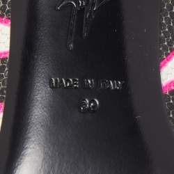 Pre Owned Giuseppe Zanotti Black/Pink Zebra Print Patent and Leather Pointed Toe Pumps Size 39