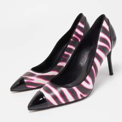 Pre Owned Giuseppe Zanotti Black/Pink Zebra Print Patent and Leather Pointed Toe Pumps Size 39