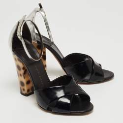 Giuseppe Zanotti Two Tone Patent Leather Crisscross Ankle Strap Sandals Size 36