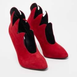 Giuseppe Zanotti Red Suede Ankle Booties Size 37