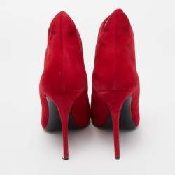 Giuseppe Zanotti Red Suede Ankle Booties Size 37