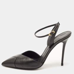 مملوكة مسبقًا Giuseppe Zanotti Black Leather Slingback Pumps Size 37