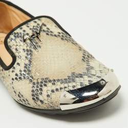 Giuseppe Zanotti Two Tone Python Embossed Leather Smoking Slippers Size 35.5