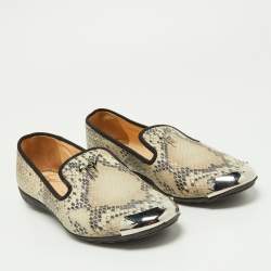 Giuseppe Zanotti Two Tone Python Embossed Leather Smoking Slippers Size 35.5