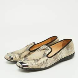 Giuseppe Zanotti Two Tone Python Embossed Leather Smoking Slippers Size 35.5