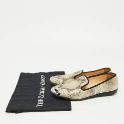 Giuseppe Zanotti Two Tone Python Embossed Leather Smoking Slippers Size 35.5