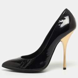 Pre Owned Giuseppe Zanotti Black Leather Pointed Toe Pumps Size 38