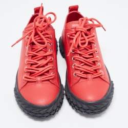 مملوكة مسبقًا Giuseppe Zanotti Red Leather Blabber Jellyfish Low Top Sneakers Size 38