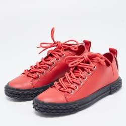 مملوكة مسبقًا Giuseppe Zanotti Red Leather Blabber Jellyfish Low Top Sneakers Size 38