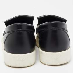 Pre Owned Giuseppe Zanotti Black Fringed Leather Slip On Sneakers Size 37