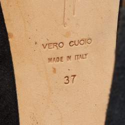 Giuseppe Zanotti Black Suede Frill Peep Toe Ankle Boots Size 37