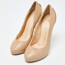 Giuseppe Zanotti Beige Leather Round Top Pumps Size 36  