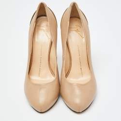Giuseppe Zanotti Beige Leather Round Top Pumps Size 36  