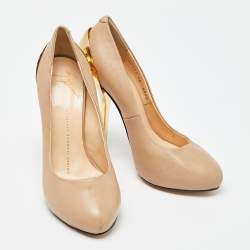 Giuseppe Zanotti Beige Leather Round Top Pumps Size 36  