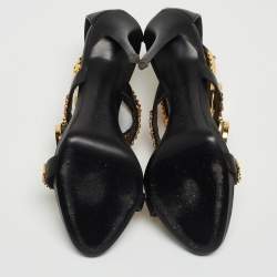 Pre Owned Giuseppe Zanotti Black Leather Gzxcowan Watch Sandals Size 39