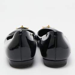 Giuseppe Zanotti Black Patent Leather Spiked Cap Toe Ballet Flats Size 38.5