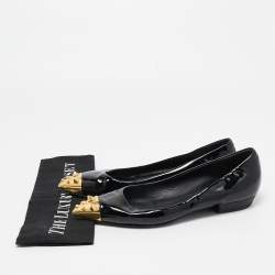 Giuseppe Zanotti Black Patent Leather Spiked Cap Toe Ballet Flats Size 38.5