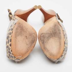 Giuseppe Zanotti Brown/Black Patent Leopard Print Slingback Pumps Size 37