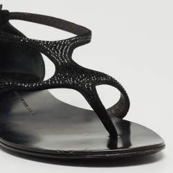 مملوكة مسبقًا Giuseppe Zanotti Black Suede Crystal Embellished Flat Slides Size 39
