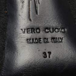 Pre Owned Giuseppe Zanotti Metallic Coarse Glitter Ankle Strap Sandals Size 37