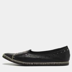 Pre Owned Giuseppe Zanotti Black Leather Studded Veronica Loafer Size 41
