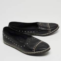 Pre Owned Giuseppe Zanotti Black Leather Studded Veronica Loafer Size 41