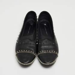 Pre Owned Giuseppe Zanotti Black Leather Studded Veronica Loafer Size 41