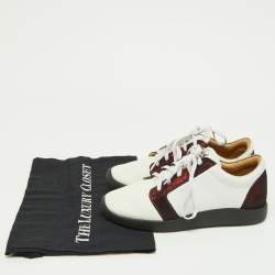 Giuseppe Zanotti White/Burgundy Leather and Laminated Suede Low Top Sneakers Size 37