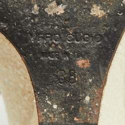 Pre Owned Giuseppe Zanotti Off White Coarse Glitter Platform Wedge Ankle Strap Pumps Size 38