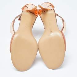 Pre Owned Giuseppe Zanotti Tan Leather Metal Detail T Strap Sandals Size 37