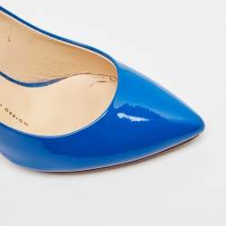 Pre Owned Giuseppe Zanotti Blue Patent Leather Pointed Toe Pumps Size 37.5