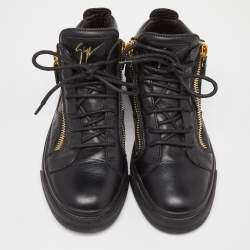 Pre Owned Giuseppe Zanotti Black Leather London High-Top Sneakers Size 37