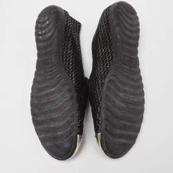 Giuseppe Zanotti Black Glitter Leather Slip On Smoking Slippers Size 37.5