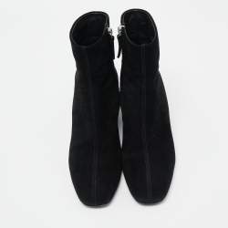 Pre Owned Giuseppe Zanotti Black Suede Link Ankle Length Boots Size 38