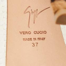 Pre Owned Giuseppe Zanotti White Python Peep Toe Platform Slingback Pumps Size 37