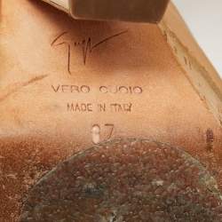 Pre Owned Giuseppe Zanotti Beige Leather Cork Wedge Platform Ankle Strap Sandals Size 37