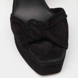 Giuseppe Zanotti Black Knotted Suede Platform Ankle Strap Sandals Size 37