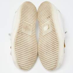 Giuseppe Zanotti White Leather Fringed Slip On Sneakers Size 37.5