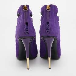 مملوكة مسبقًا Giuseppe Zanotti Purple Suede Cutout Ankle Boots Size 40
