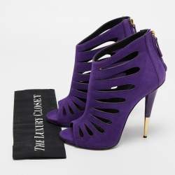 مملوكة مسبقًا Giuseppe Zanotti Purple Suede Cutout Ankle Boots Size 40