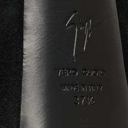 Pre Owned Giuseppe Zanotti Black Suede Crystal Embellished Peep Toe Pumps Size 37.5