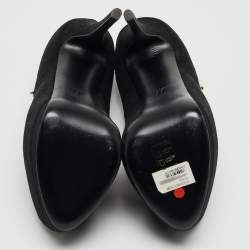 Pre Owned Giuseppe Zanotti Black Suede Crystal Embellished Peep Toe Pumps Size 37.5